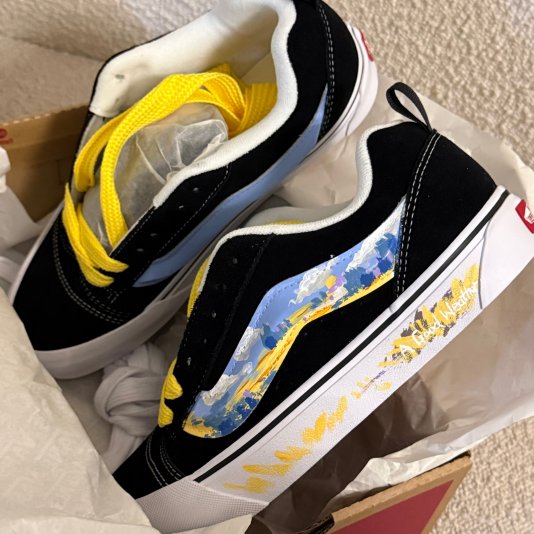 [ CUSTOM ] Knu Skool Artistic Pastel Black/Blue/Yellow